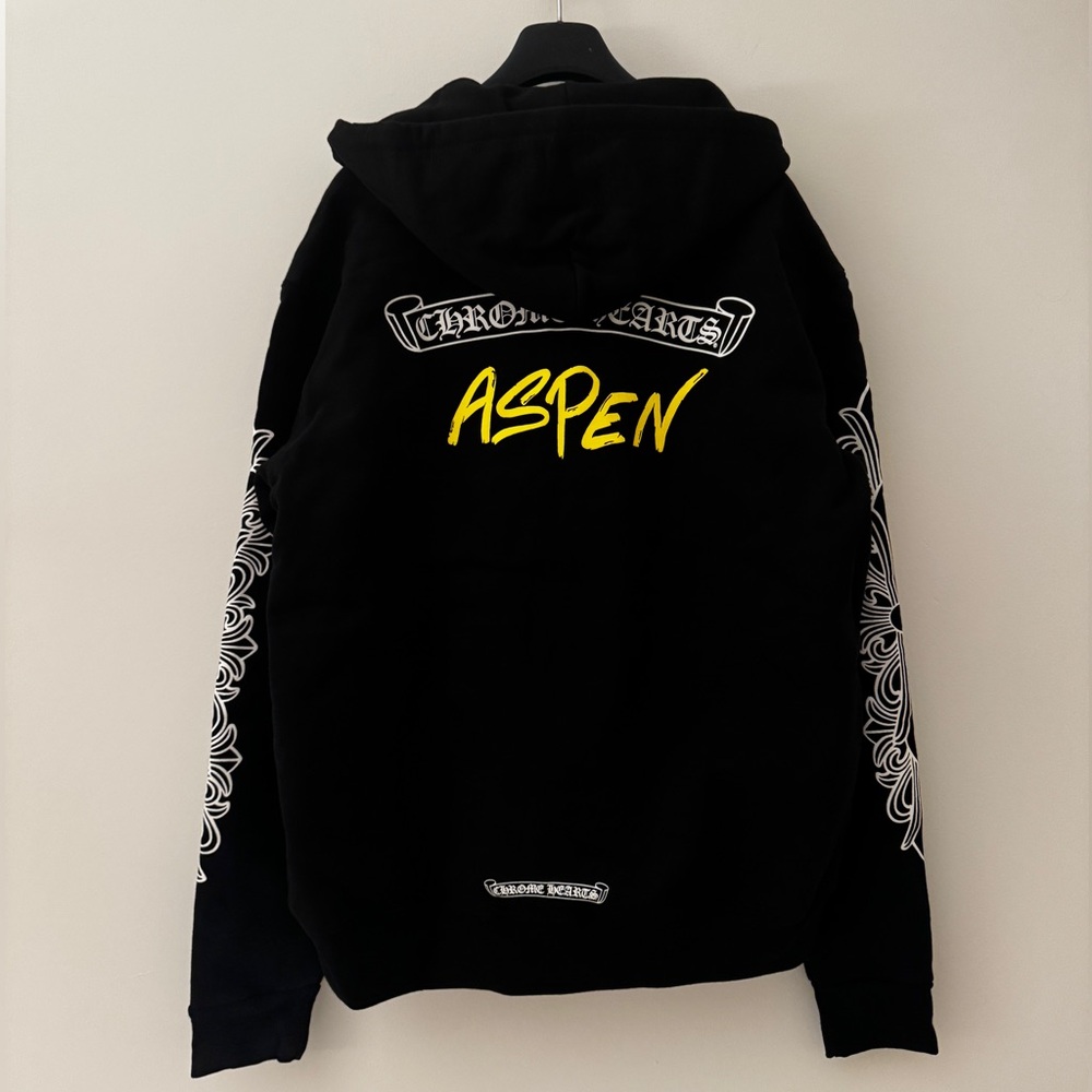 CHROME HEARTS ASPEN EXCLUSIVE HEAVY WEIGHT HOOD ZIP UP BLACK MEDIUM